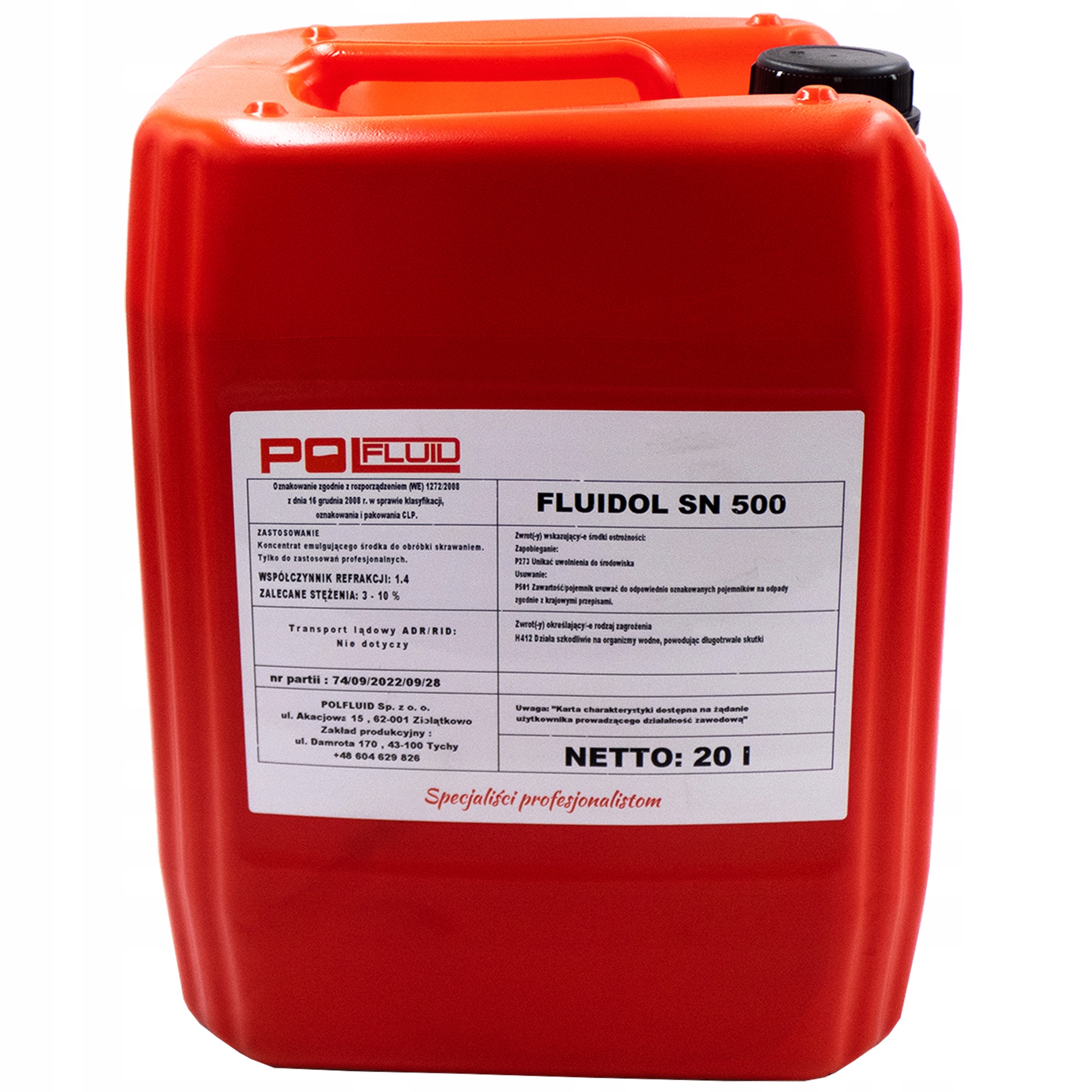 

Półsyntetyczne Chłodziwo Polfluid SN500 20L