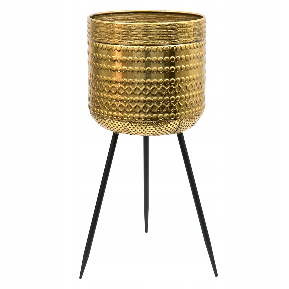 DONICZKA METALOWA CZARNA ZŁOTA70x30cm ZE STOJAKIEM