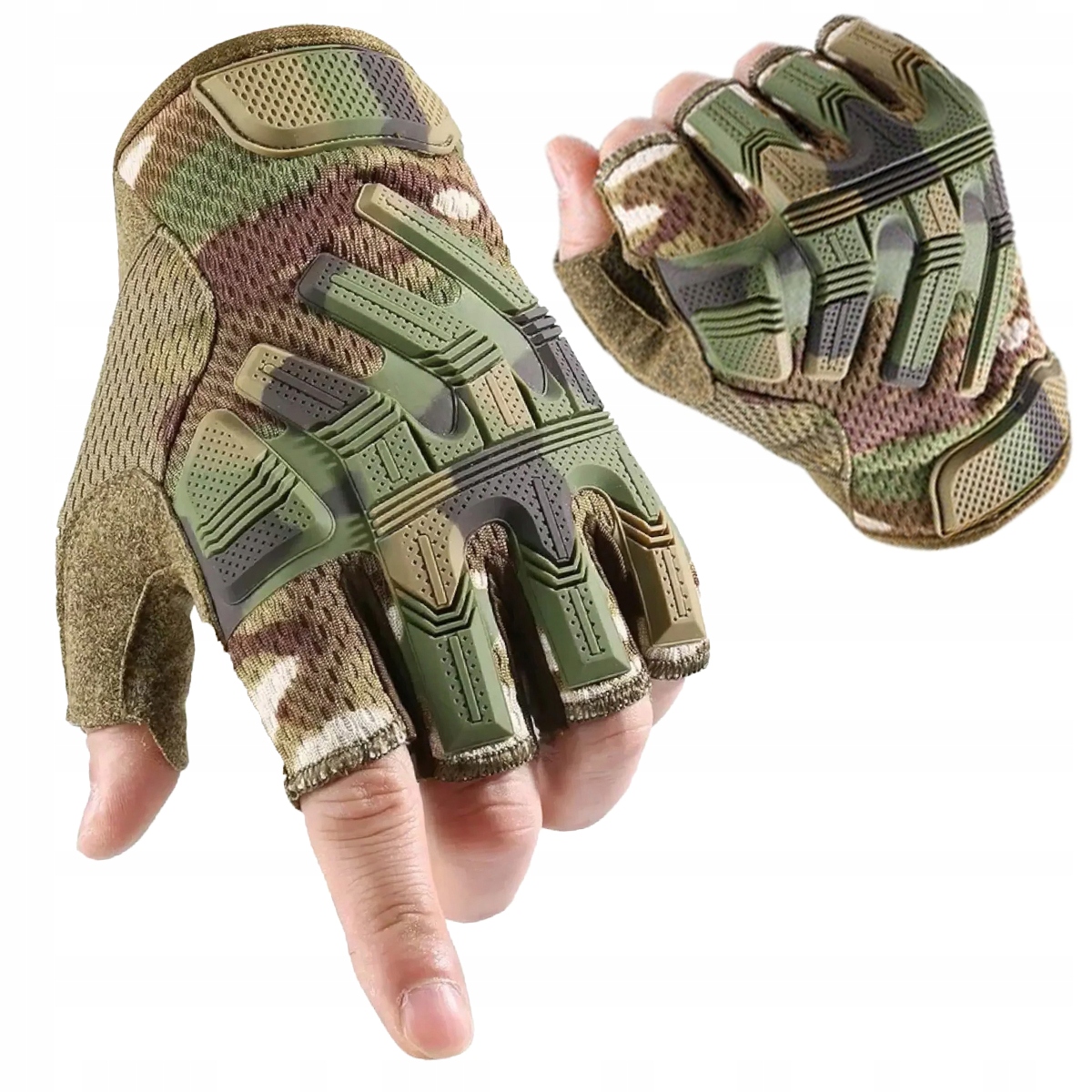 Rękawice Taktyczne Bez Palców Survival Bojowe Wojskowe Moro M