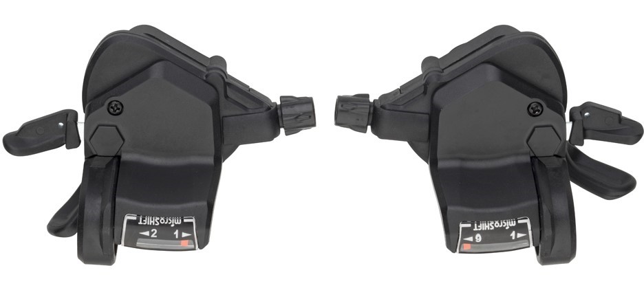 Řazení Microshift 9 rychlostí 2x9 Thumb Tap, kompatibilní s Shimano, s ukazatelem