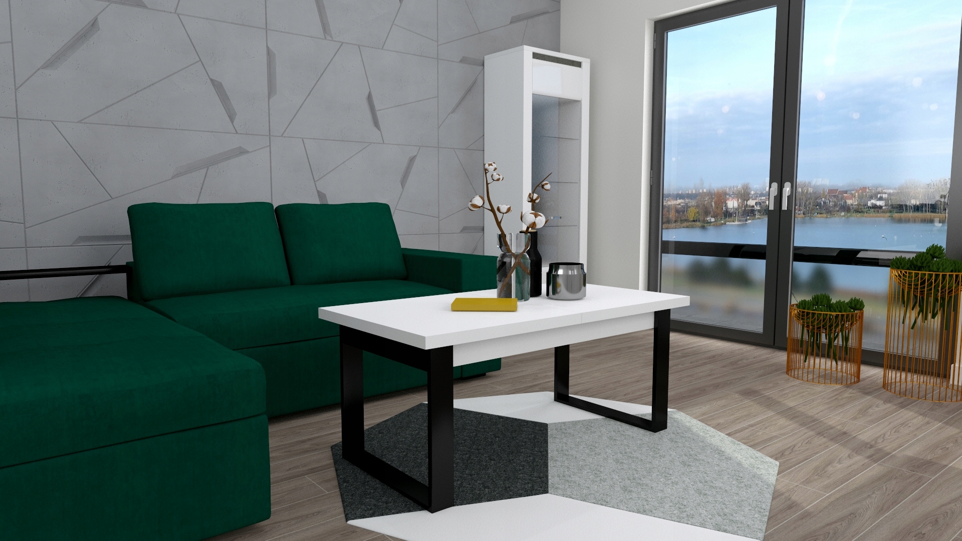 ŁAWA ŁAWOSTÓŁ STOLIK KAWOWY LOFT ROZKŁADANY Kolor mebla dąb truflowy