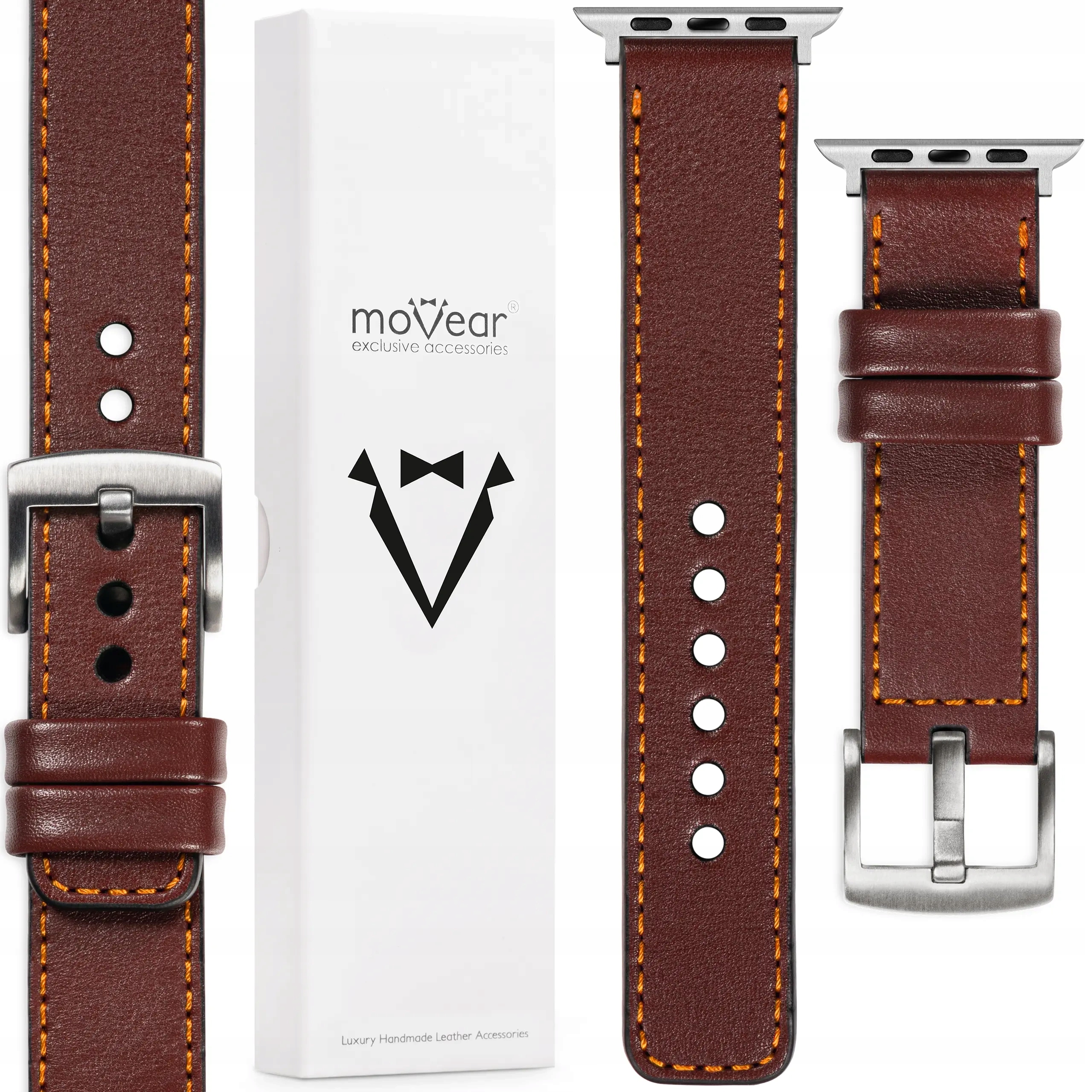 Kožený řemínek pro Apple Watch Ultra 10 9 8 7-1 Se 49/46/45 Kaštanový