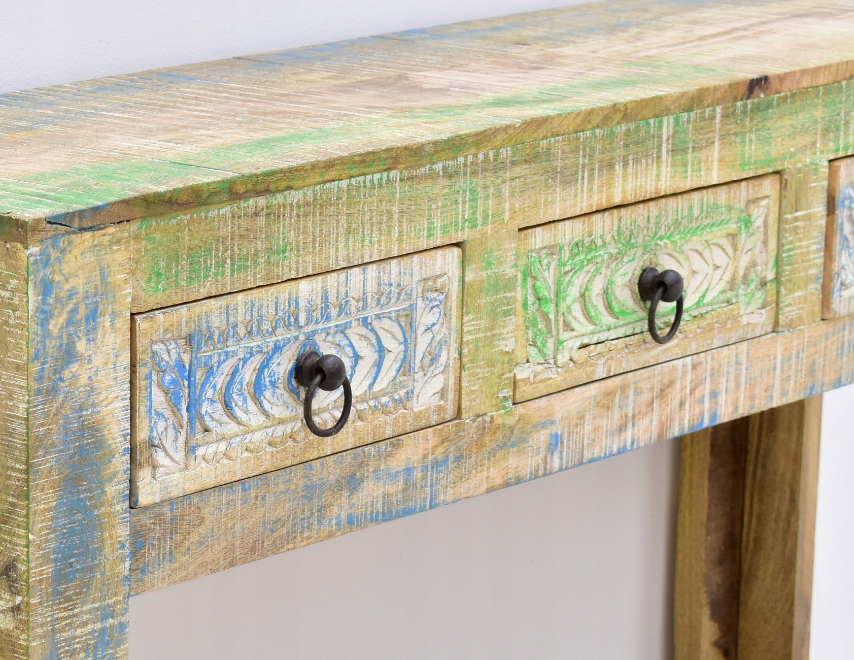 Konsola kolonialna indyjska lite drewno mango przecierana shabby chic Montaż meble złożone