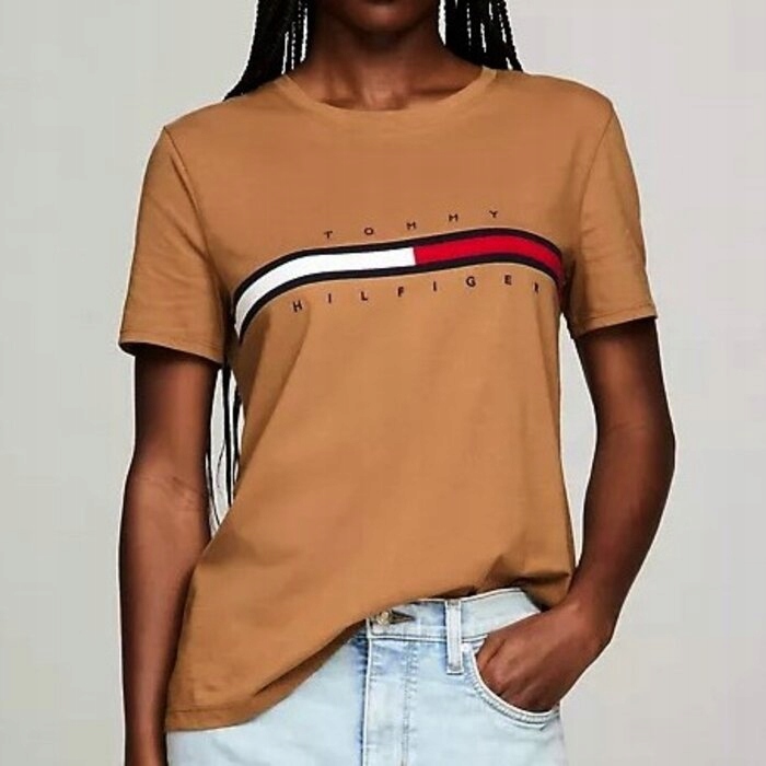 Tričko Tommy Hilfiger klasické bavlněné hnědé S (nové)