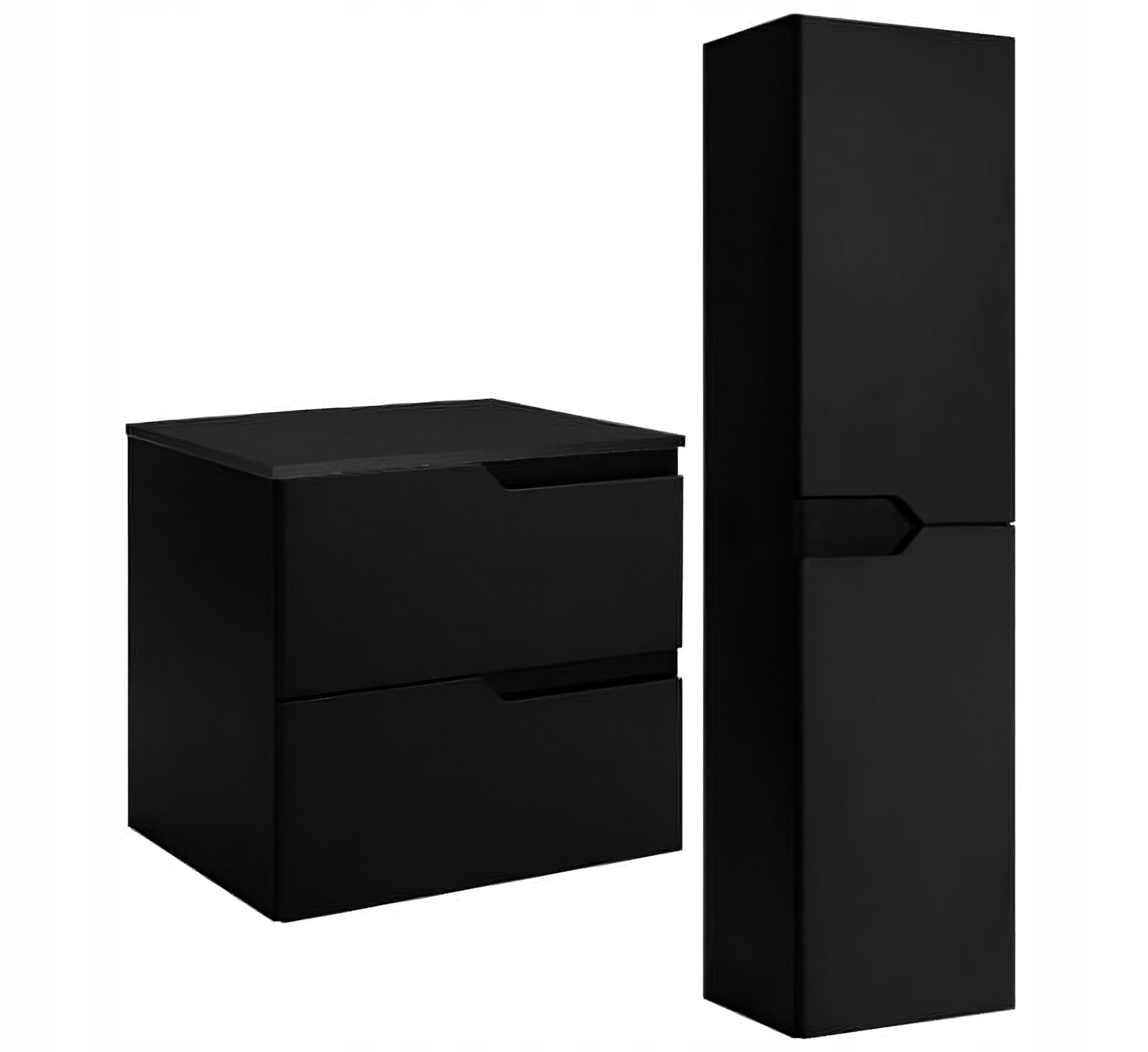 Sada závěsná koupelnová skříňka 60 sloupků 136 Přední části Mdf Blat Černá