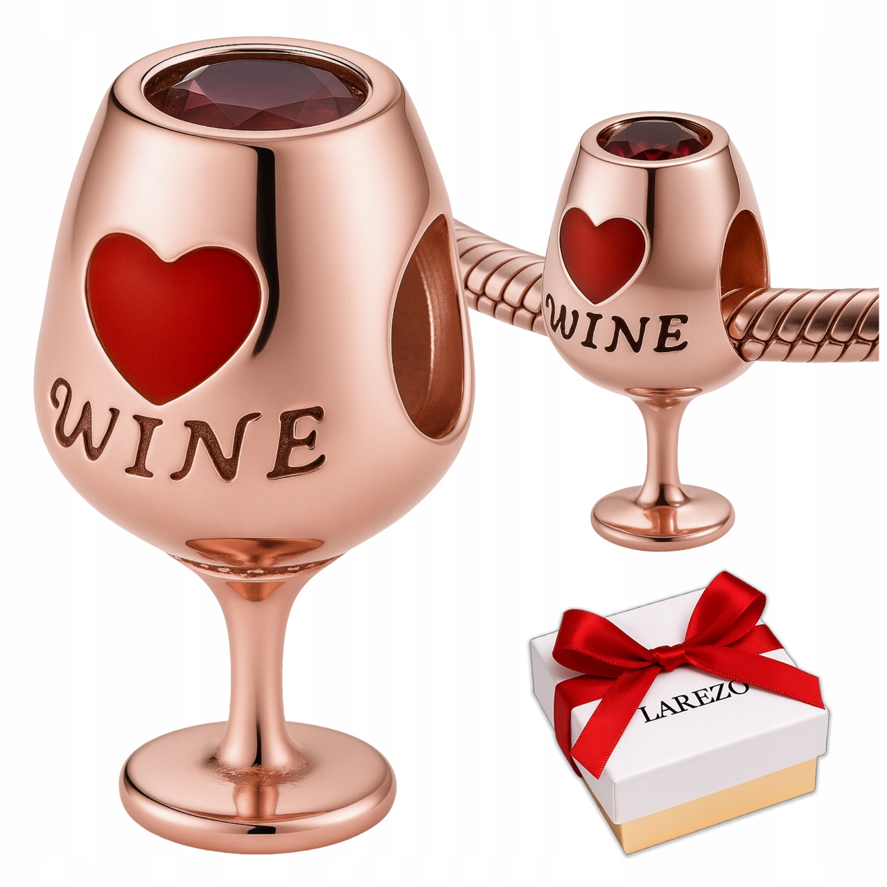 Charms Pozlacené víno Sklenička vína Korálek Milovnice vína Stříbro 925