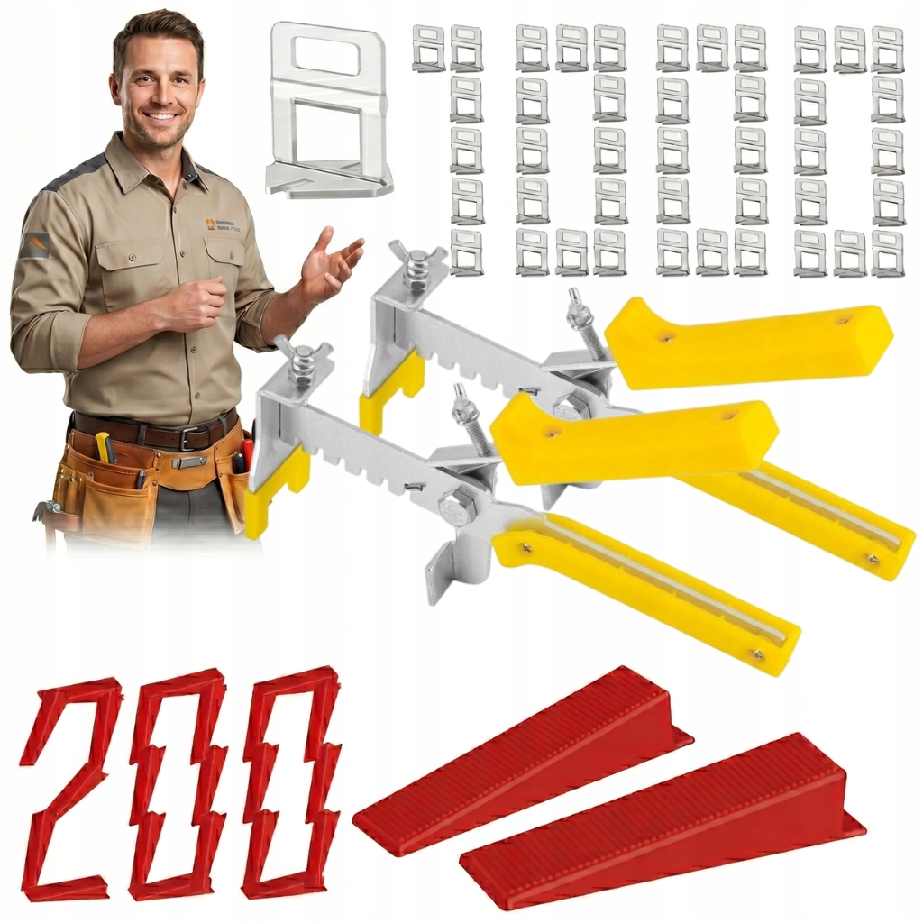 Zestaw Do System Poziomowania Płytek 1000 Klipsów 2mm 200 Klinów 2xSZCZYPCE