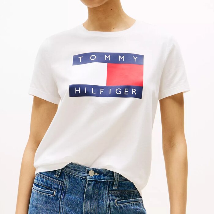 Tričko Tommy Hilfiger bavlněné, bílé, klasické, M (nové)