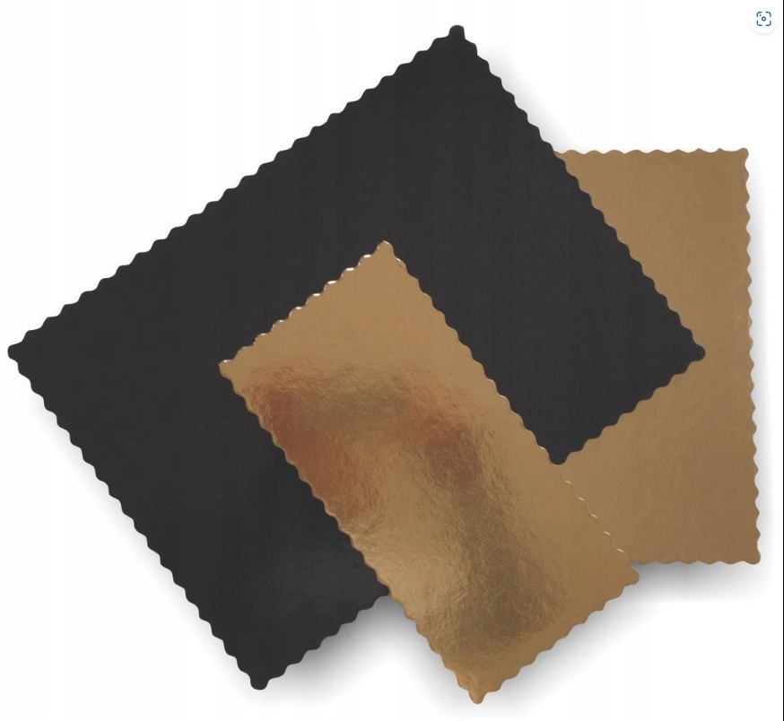 Podkład pod tort ciasto 30x40 cm złoto-czarny, karbowany 2000g (op-25szt)