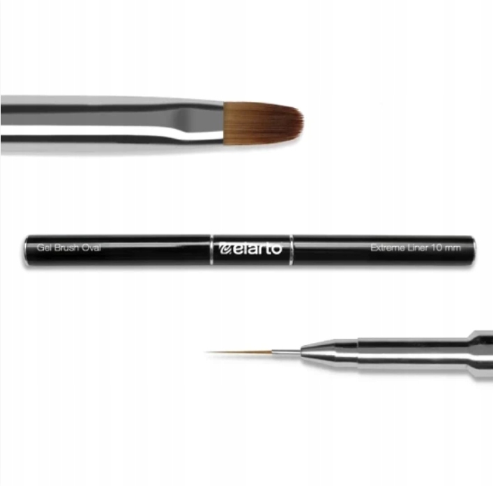 Oboustranný štětec na gel a zdobení Elarto Brush Oval & Extreme Liner 10 mm