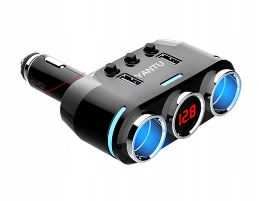 ROZDZIELACZ GNIAZDA ZAPALNICZKI WOLTOMIERZ 2x USB