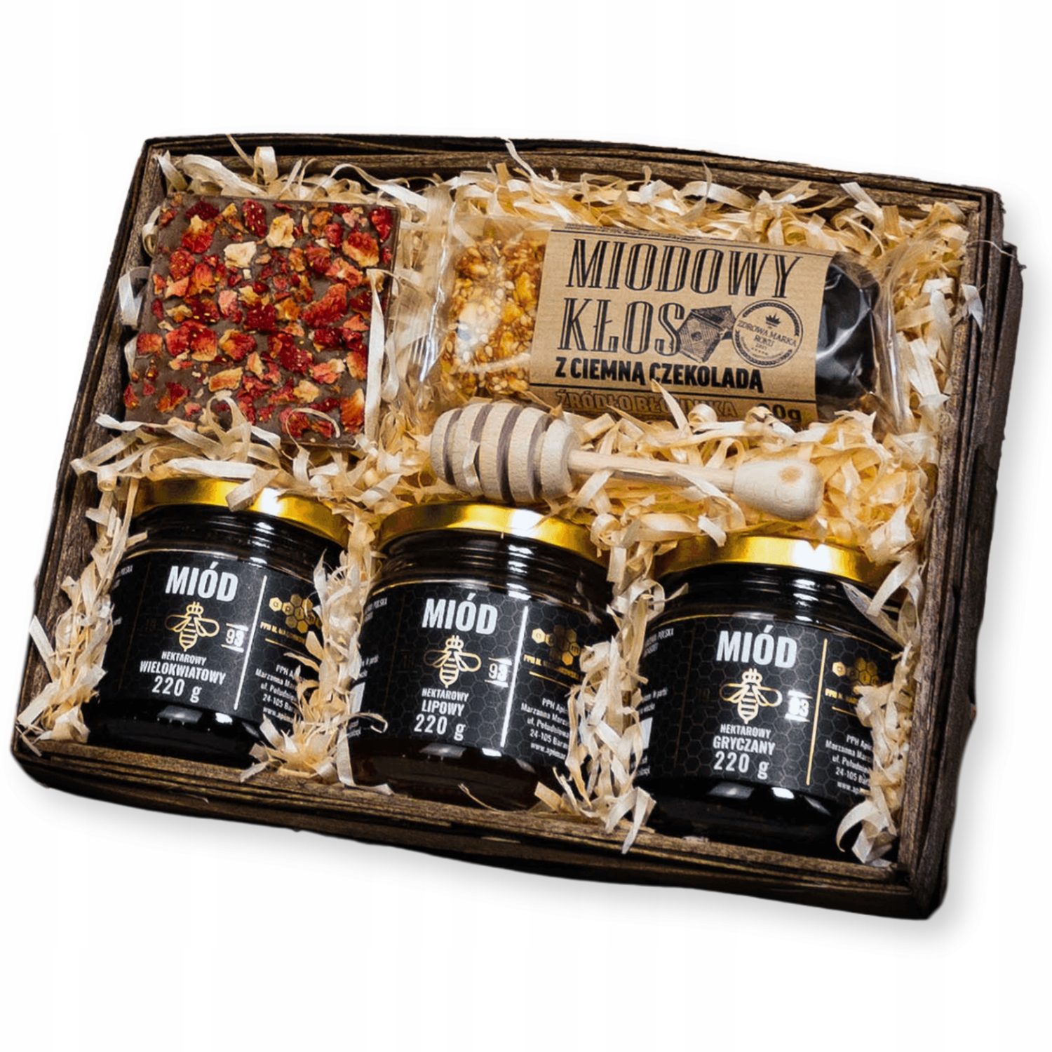 Levně Dárkový koš na Dárek s medem, tyčinkou a čokoládou Poděkování