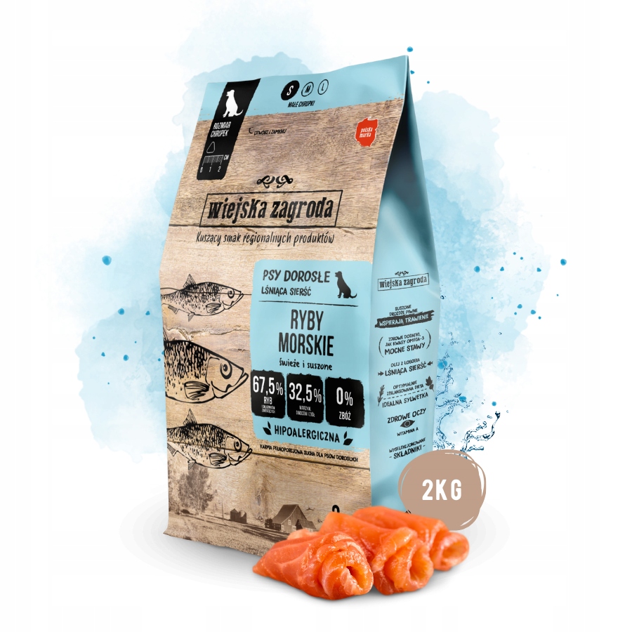 Levně Wiejska Zagroda Krmivo suché pro psa Ryby Losos Zelenina Malá plemena S 2kg