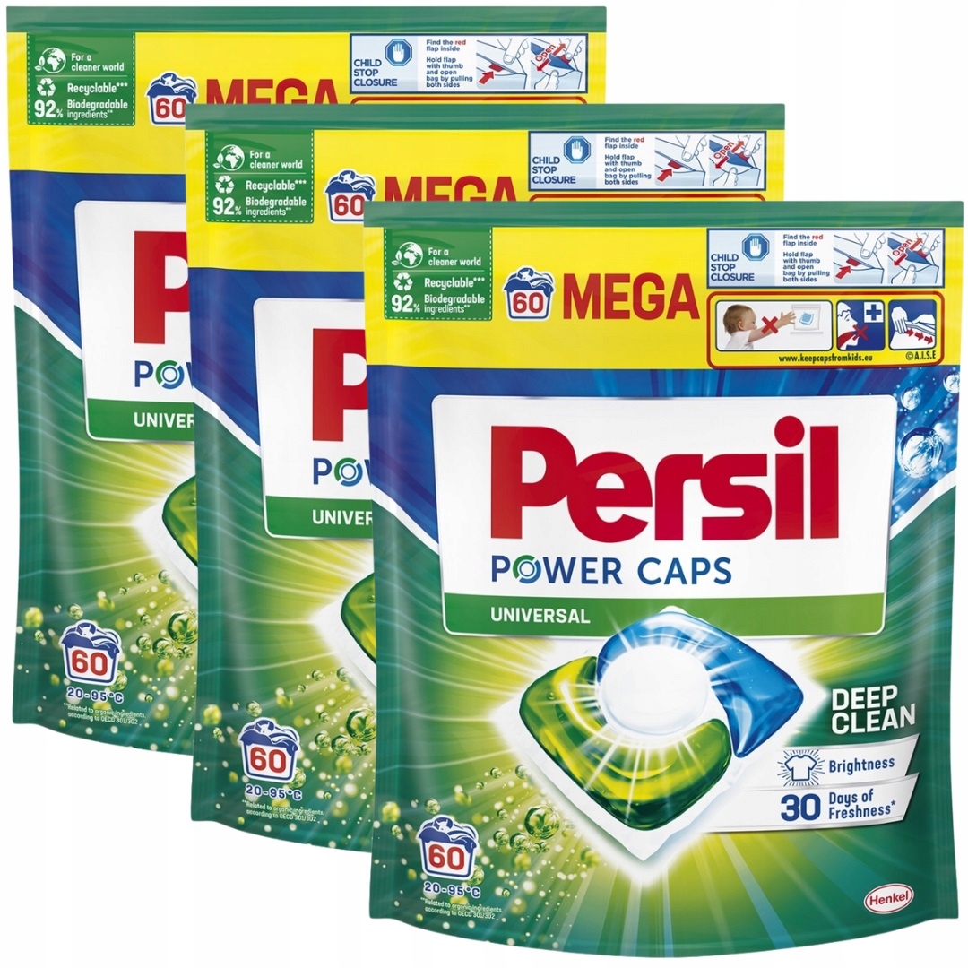 Levně Persil Power Caps Kapsle na bílé prádlo 3x60 ks