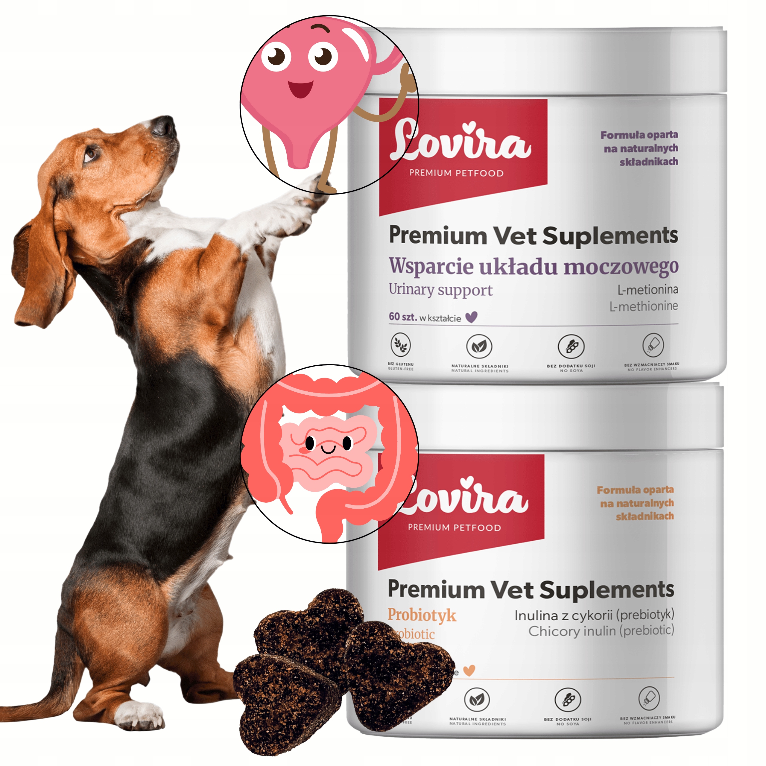 Levně Sada 120 ks Doplňků Pro Střeva Probiotik a Močový Systém Pro Psa