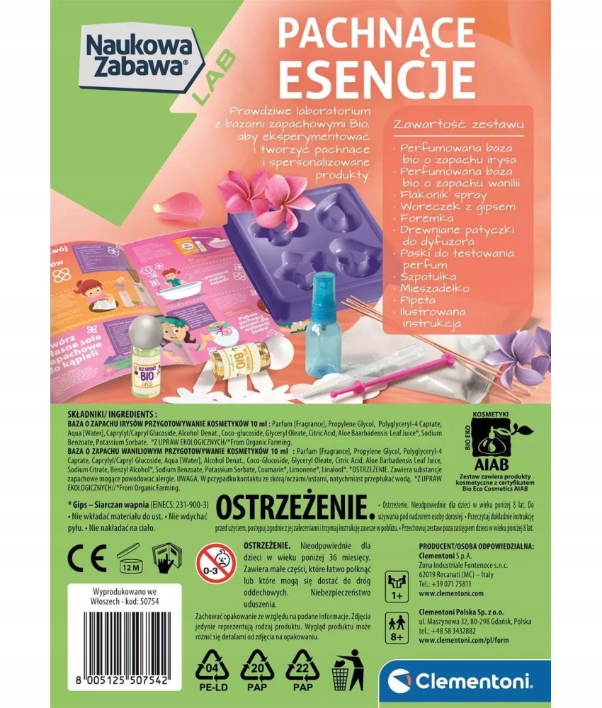 PACHNĄCE ESENCJE CLEMENTONI STWÓRZ PERFUMY OZDOBY Rodzaj laboratorium kosmetyków, mydełek
