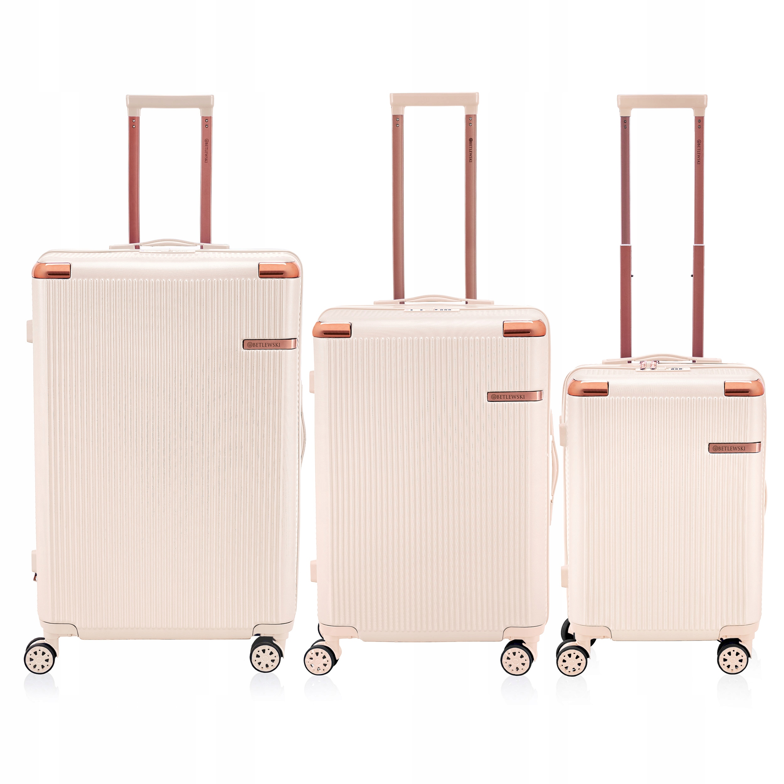 BETLEWSKI Zestaw 3 walizek na wyjazd wakacje dla całej rodziny kółka obrot