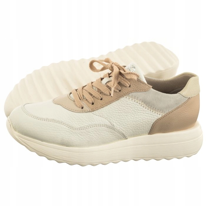 Boty Tenisky Polobotky Kožené Dámské Ryłko Bílé/Béžové D1RP3_AV