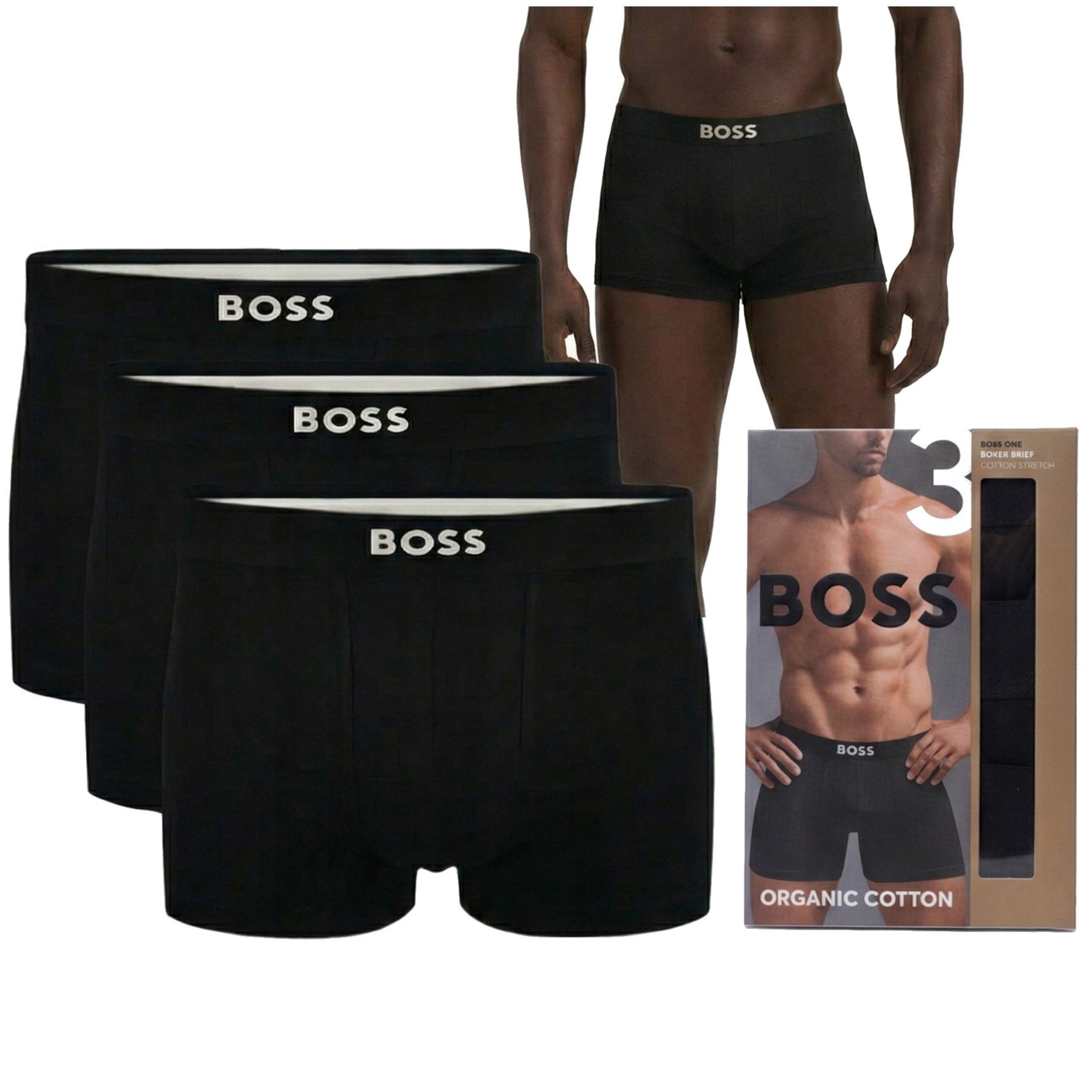 pánské boxerky Boss komplet sada 3 balení prémiové bavlny elastické L