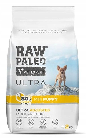 Levně VetExpert Raw Paleo Ultra krůtí mini štěně 2 kg