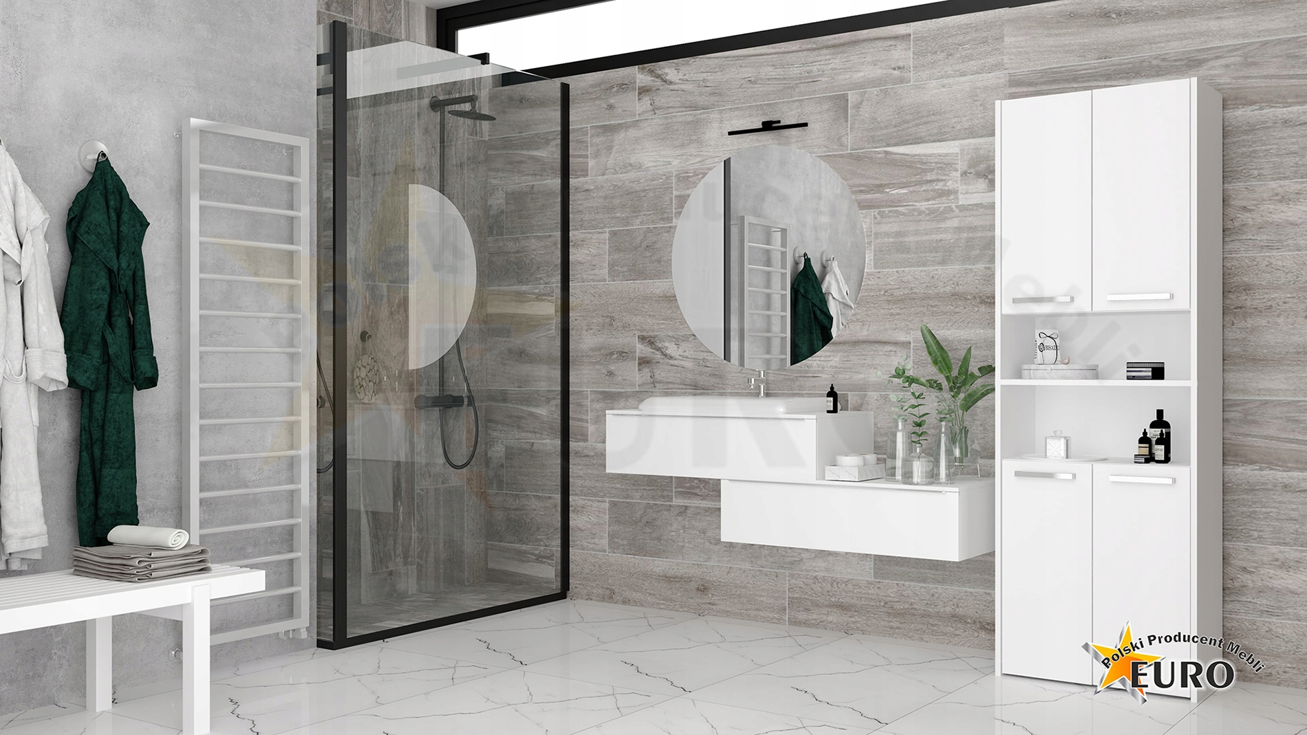 DUŻA SZAFKA ŁAZIENKOWA 60cm REGAŁ SŁUPEK BIAŁA Kod producenta 5903205781222