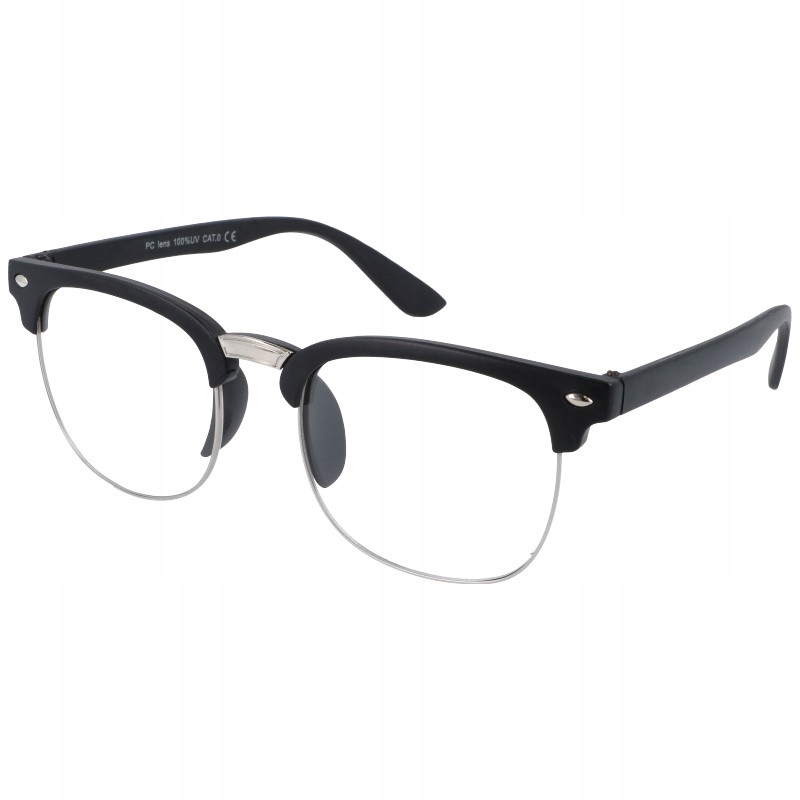 Okulary zerówki nerdy kujonki czarne MATOWE Marka Moramo