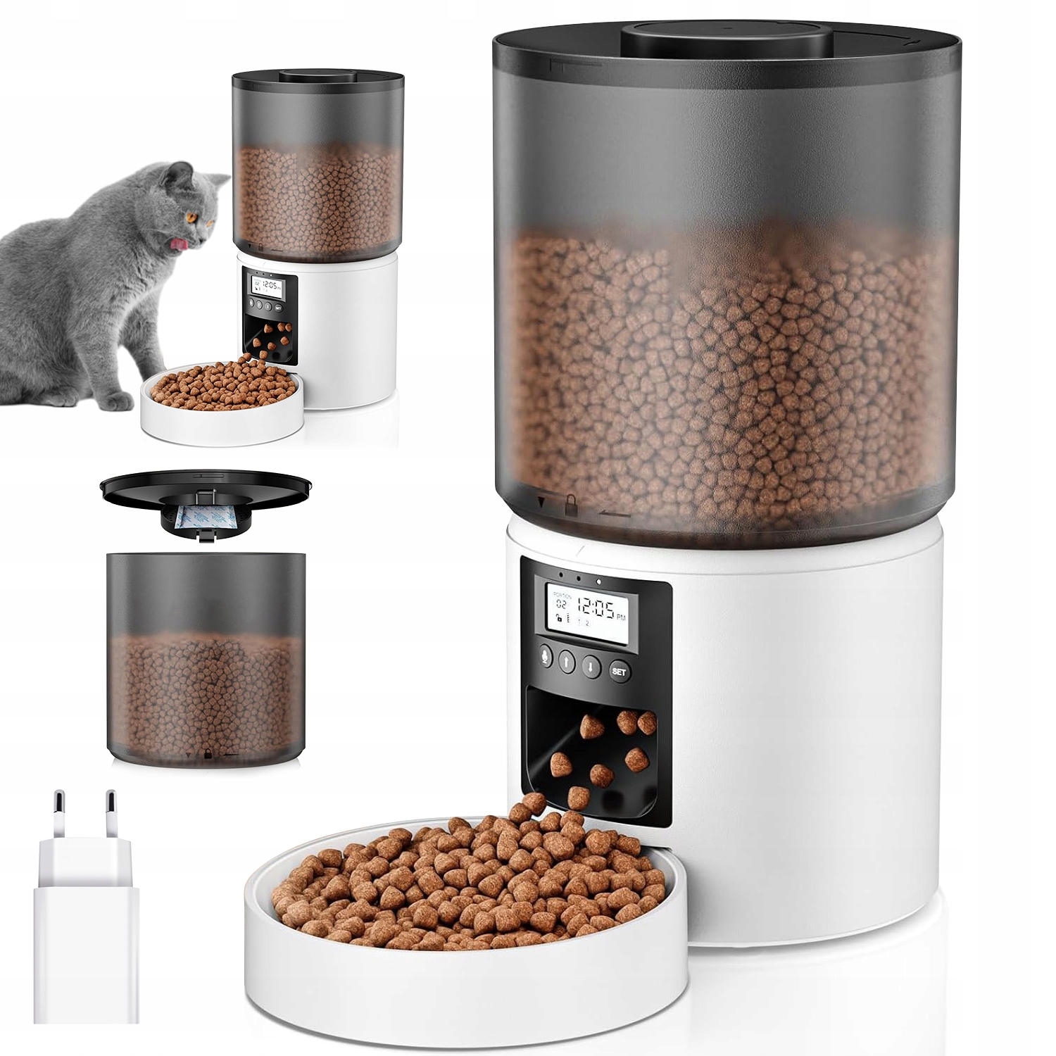 Automatický Dávkovač Krmiva 4L 1-6 Jídel Záznam Hlasu 10S Pro Psa Kočku