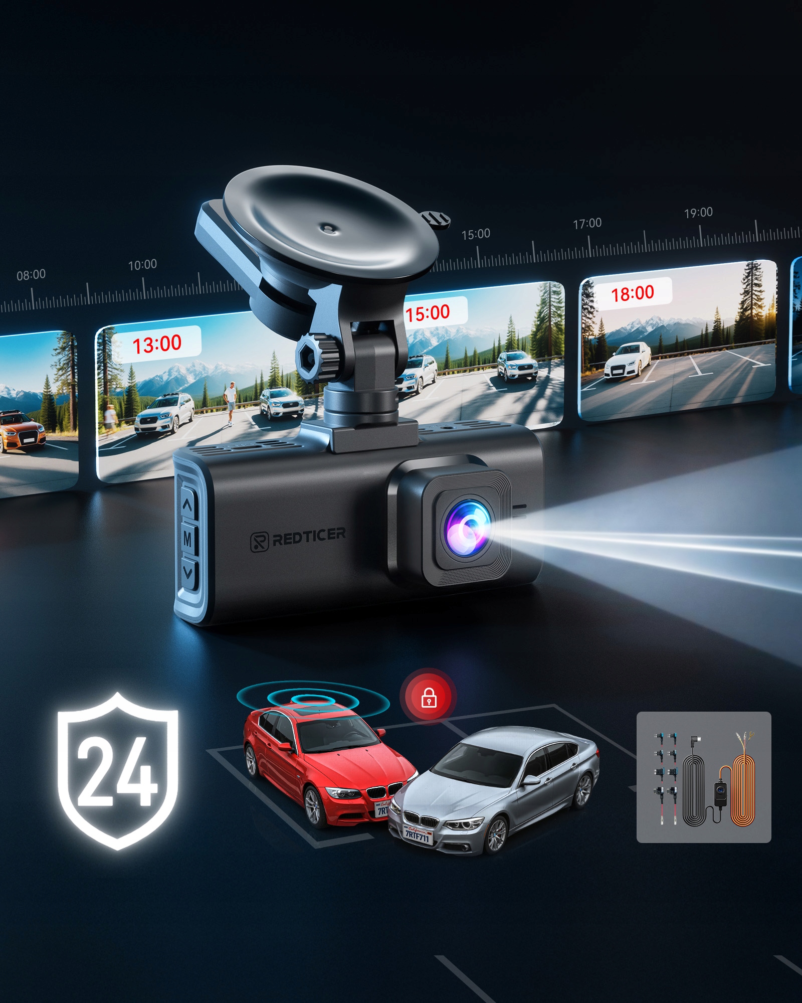 REDTIGER 4K Kamera Samochodowa Przód Tył Dotykowy Ekran GPS WiFi 128GB — miniatura 12