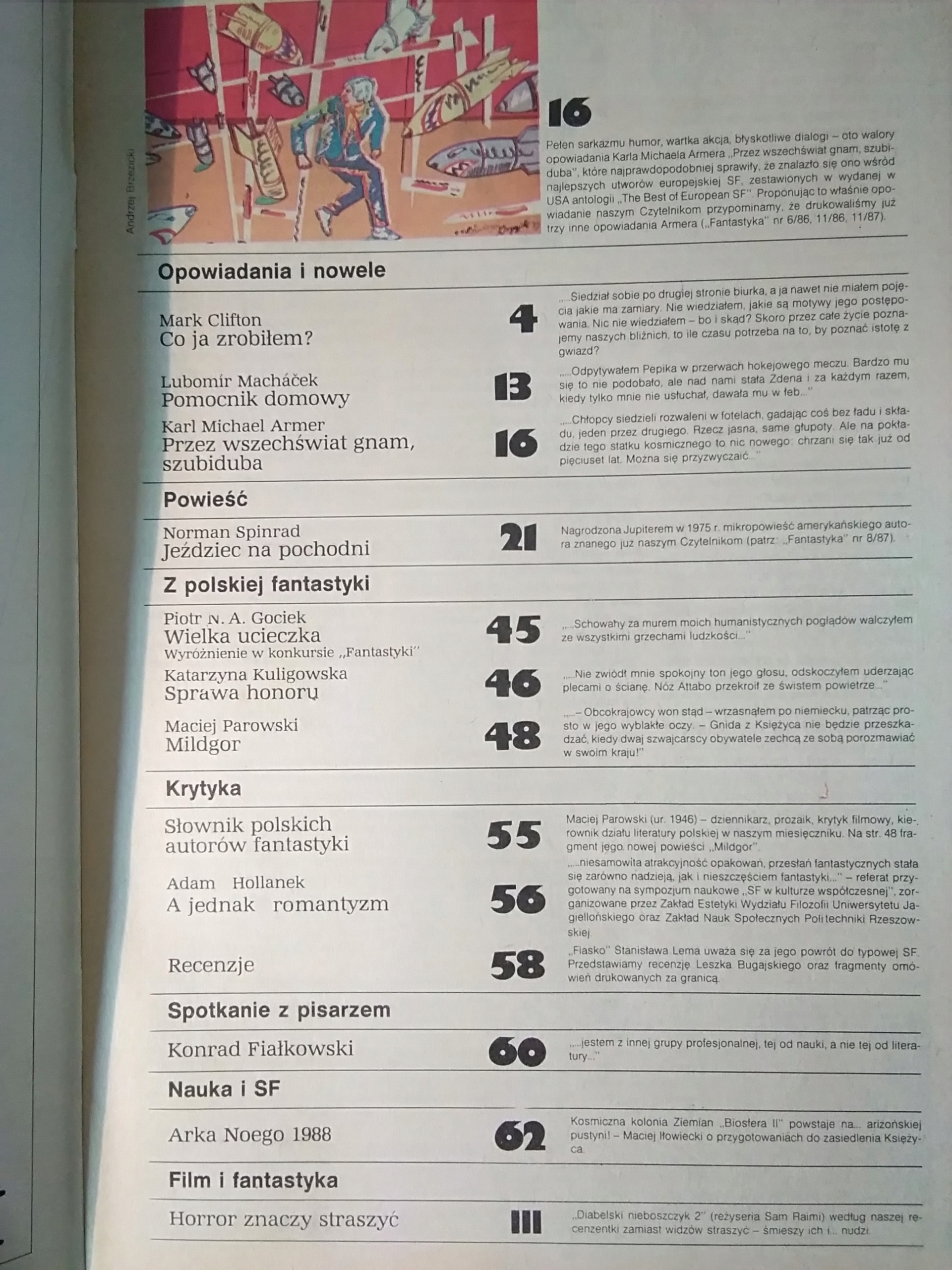 FANTASTYKA 2 (65) 1988 r. spis treści ISSN 55555562