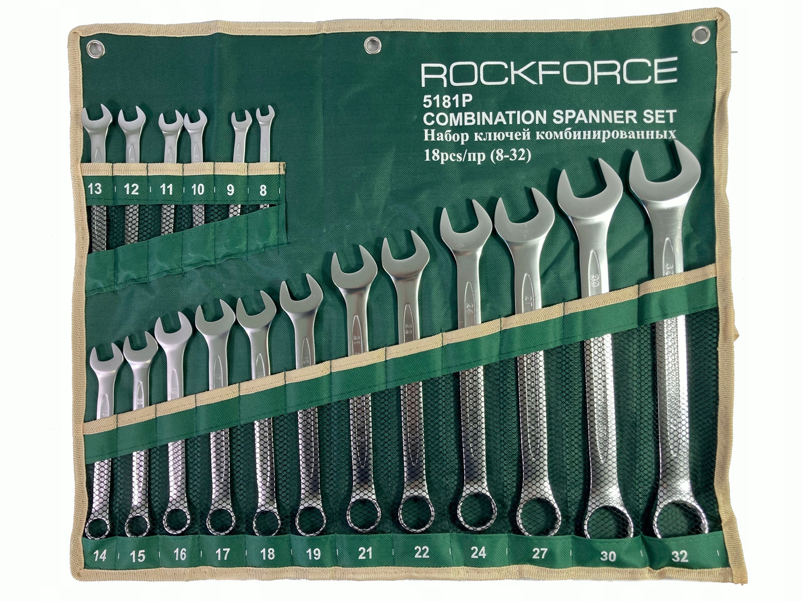 Očkoploché kľúče sada 8-32 mm CrV 18 ks Rockforce
