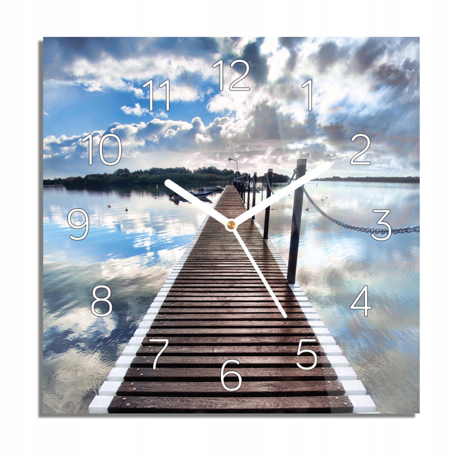 

Most morze niebo zegar na szkle do pokoju 30x30