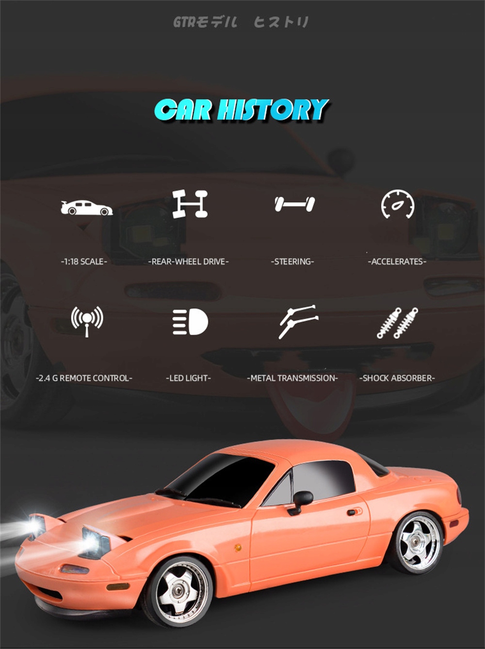 Авто RC Drift 1/18 RWD со светодиодом и гироскопом для моделей Mazda MX-5