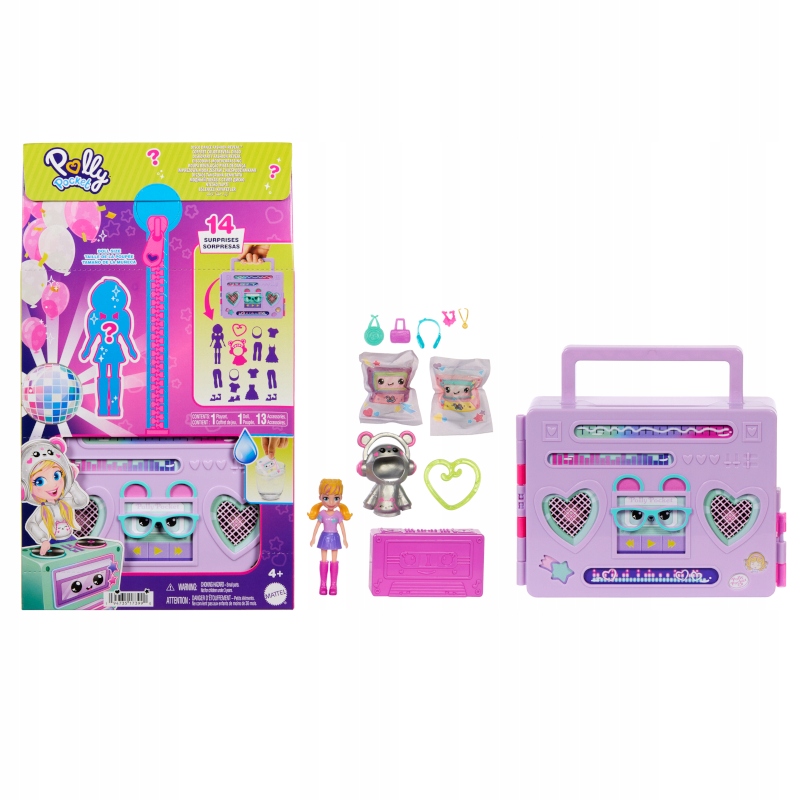 POLLY POCKET IMPREZOWA MODA ZESTAW Z LALKĄ NIESPODZIANKA + AKCESORIA 4+ Minimalny wiek dziecka 4