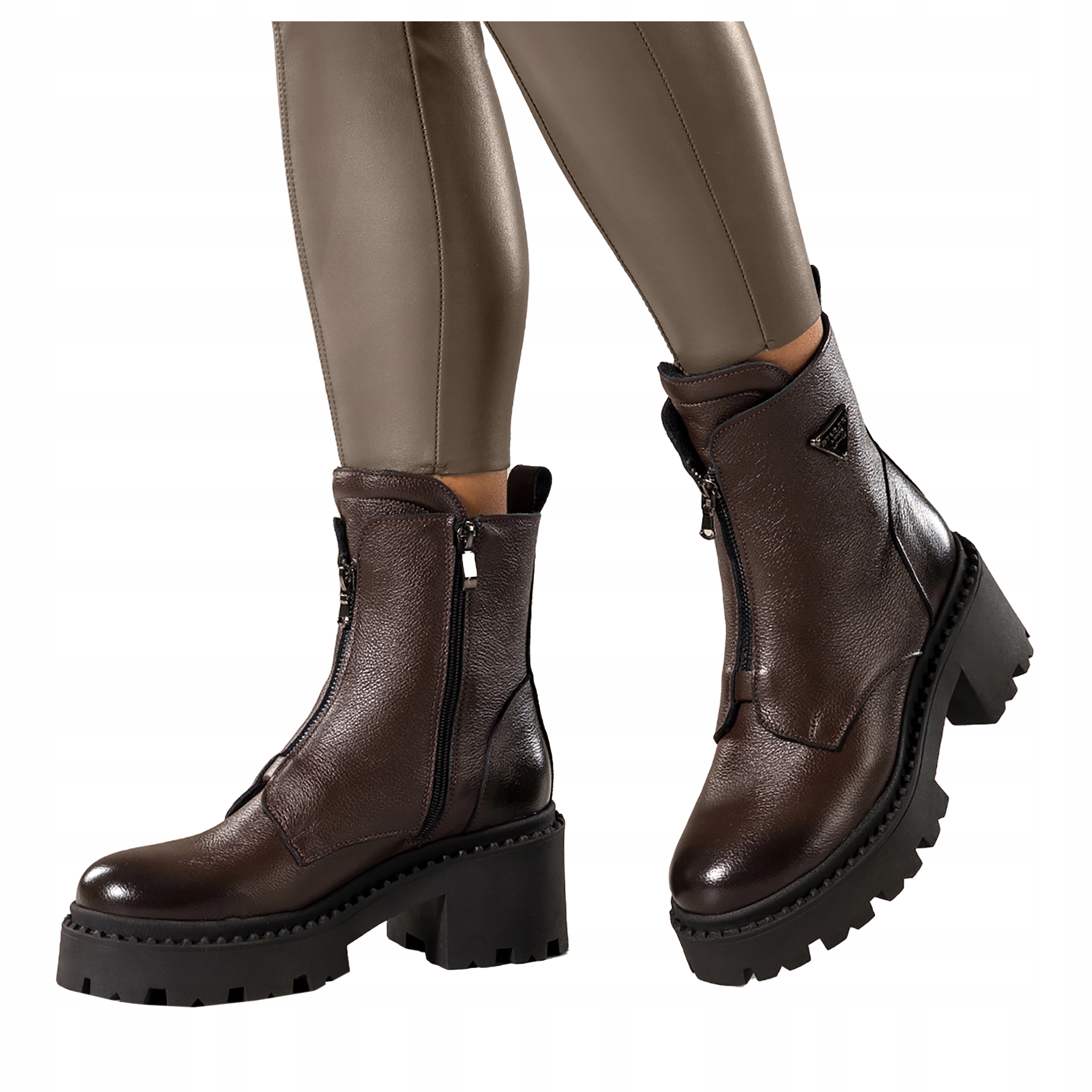 Dámské Kotníkové Boty Čokoládové Kožené Pohodlné Na Platformě Módní Ozdoba r 40