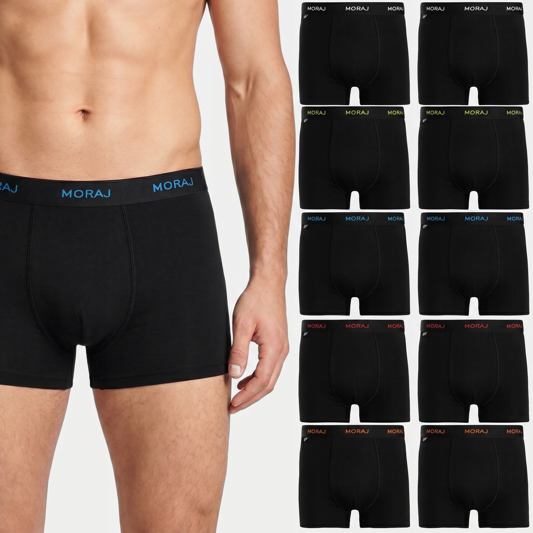 Pánské Boxerky Set Moraj Bavlna Multipack Černý Barevný Akcent 10x M