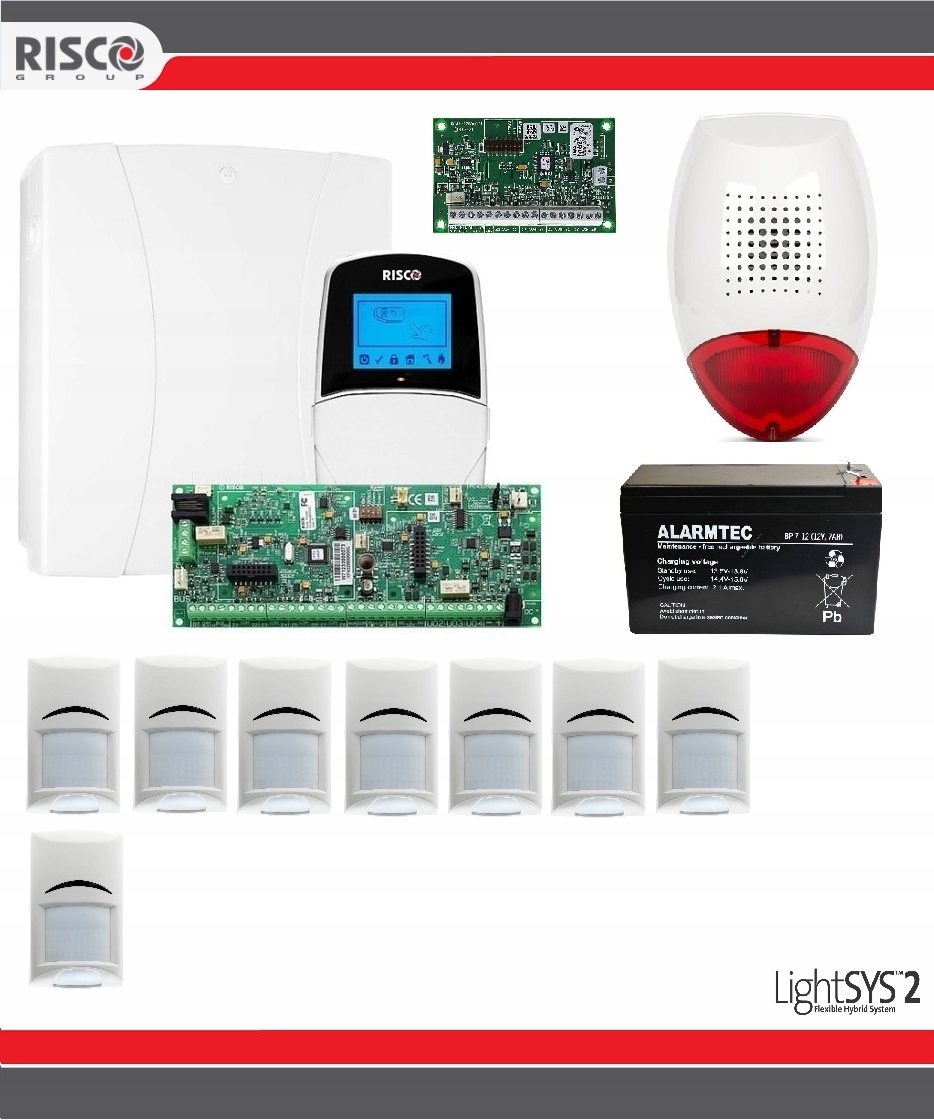 System Alarmowy Lightsys 2 Risco Zestaw 8x Pir Bosch Do Domu Sklepu Firmy