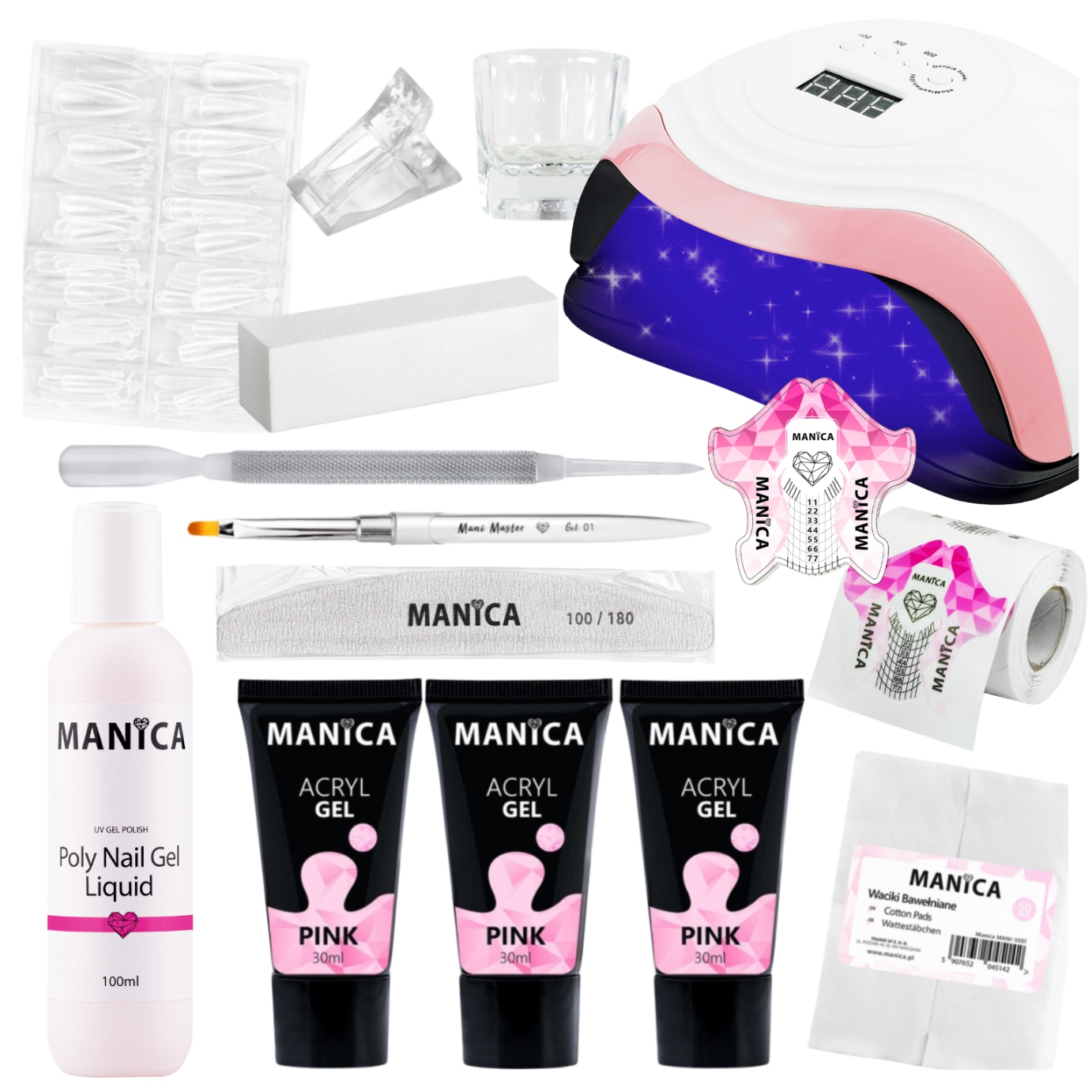 Sada Na Prodlužování Výroby Nehtů Akrylový Startovací Set Premium XXL