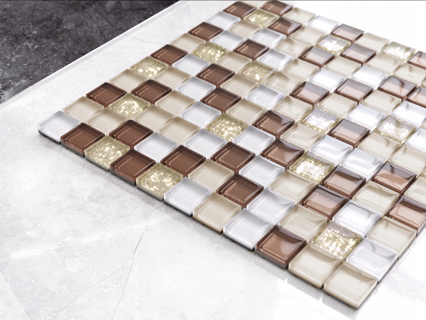 MOZAIKA SZKLANA COFFE BEŻ ZŁOTY BROKAT PERŁA 30x30 Typ mozaika