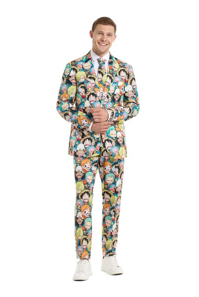 Pánský Oblek One Piece Anime Opposuits, Licence Deluxe Slim Fit 52