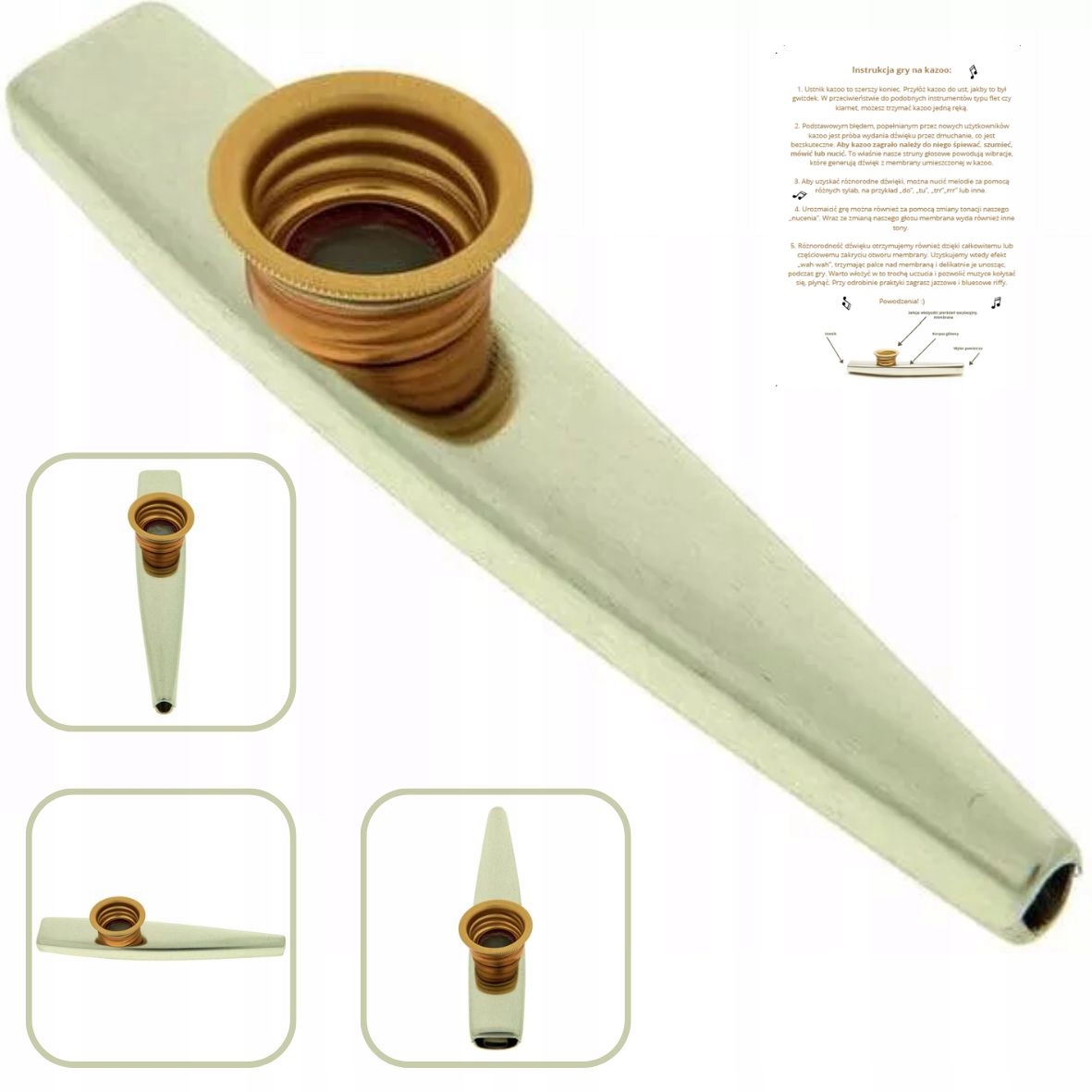 KAZOO Thomann METALOWE złote, membrana instrukcja 13307874837 Sklepy