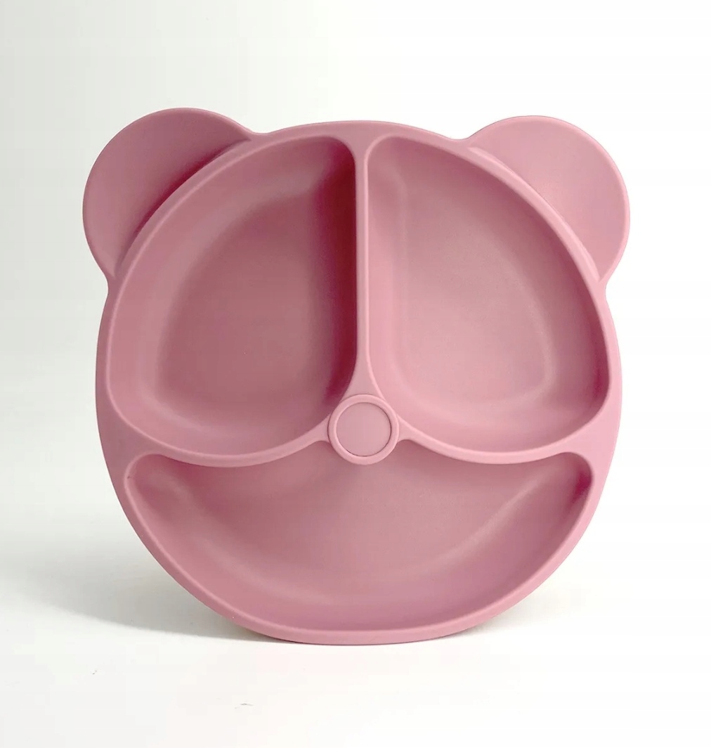 SILIKONOWY TALERZYK Z PRZEDZIAŁKAMI I PRZYSSAWKĄ Kolor różowy
