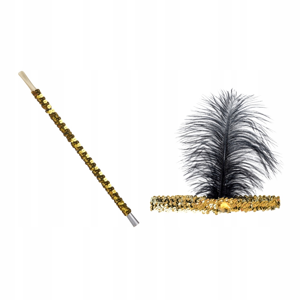 

Strój opaska cygaretka lata 20 30 złoto-czarna