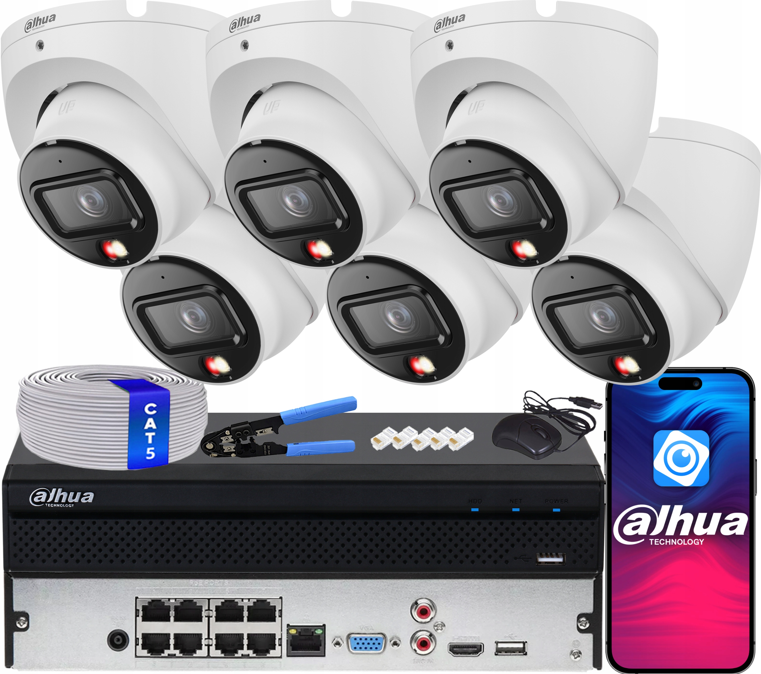 Monitorovací sada Ip 6x IPC-HDW1839T-A-IL Smart Dual Light 8.3Mpx 4K Dahua