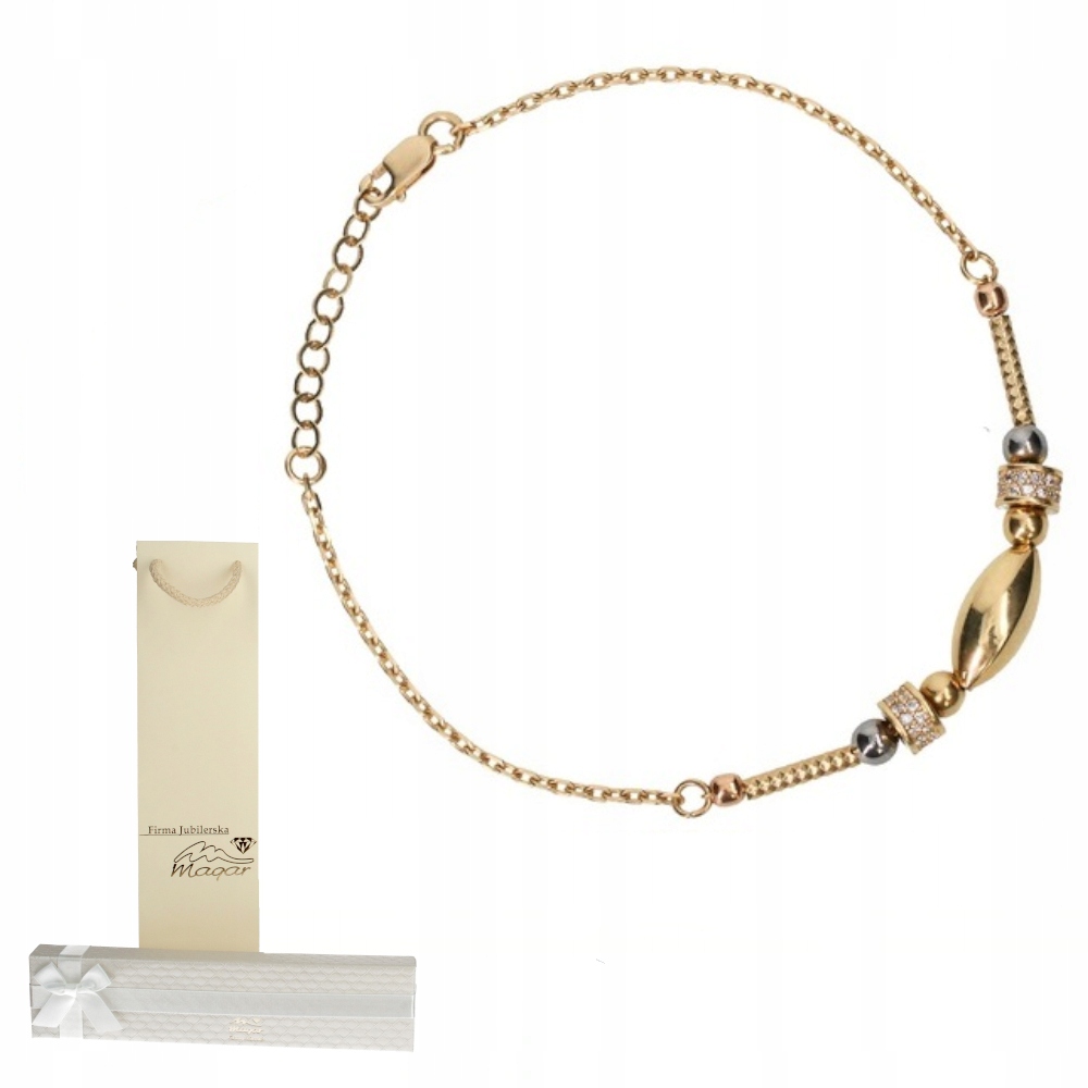 Zlatý náramek Bohaté zirkonové ozdoby 585