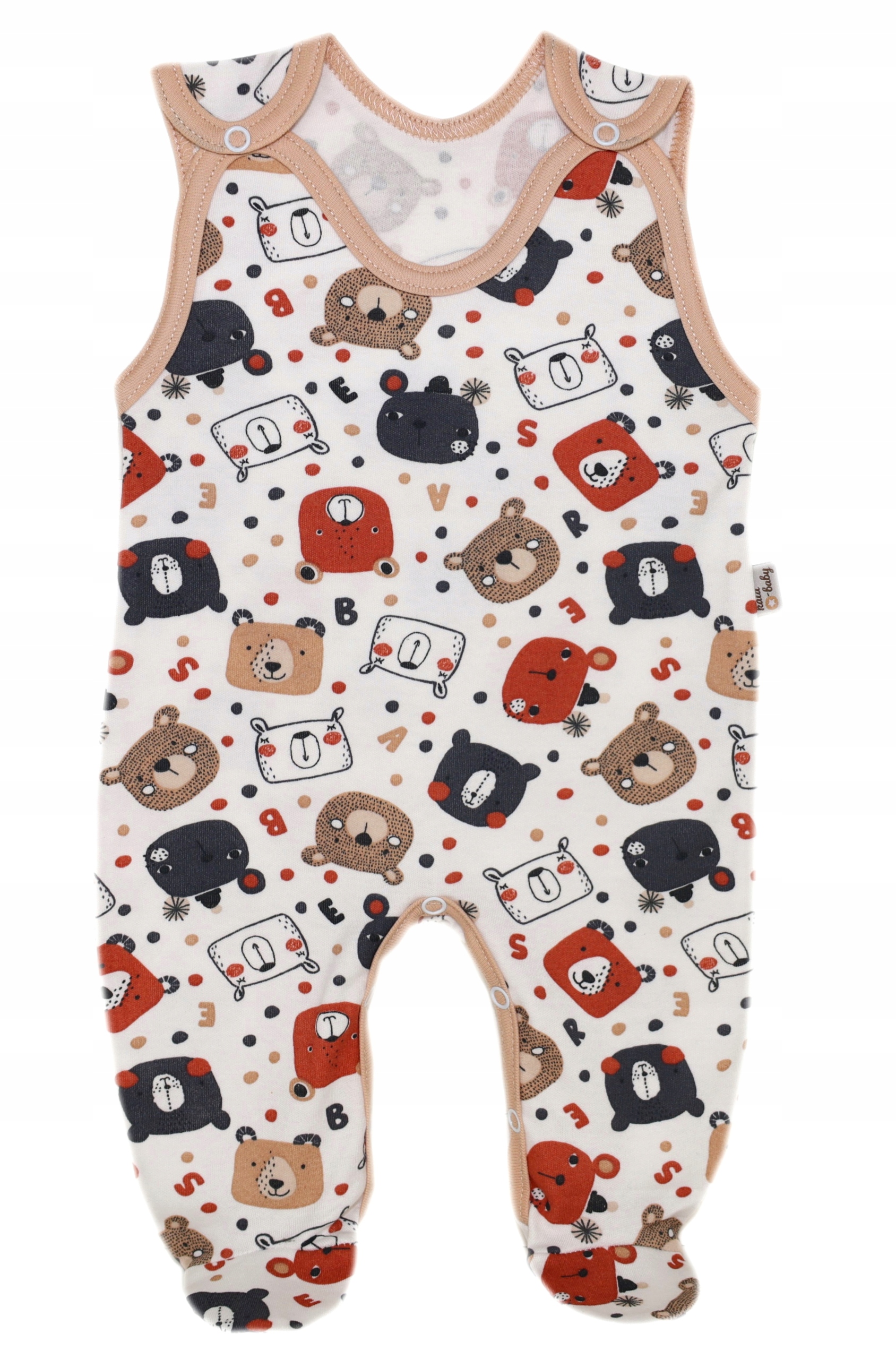 ŚPIOCHY NIEMOWLĘCE ŚPIOSZKI BAWEŁNIANE ROZPINANE r.56 SPACE BEAR /18/ Rękaw bez rękawów