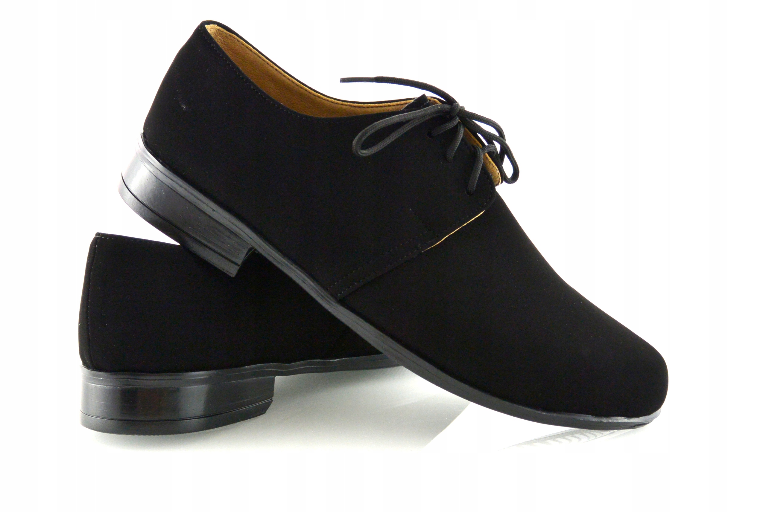 CZARNE mokasyny NUBUK półbuty wizytowe POLSKIE 38