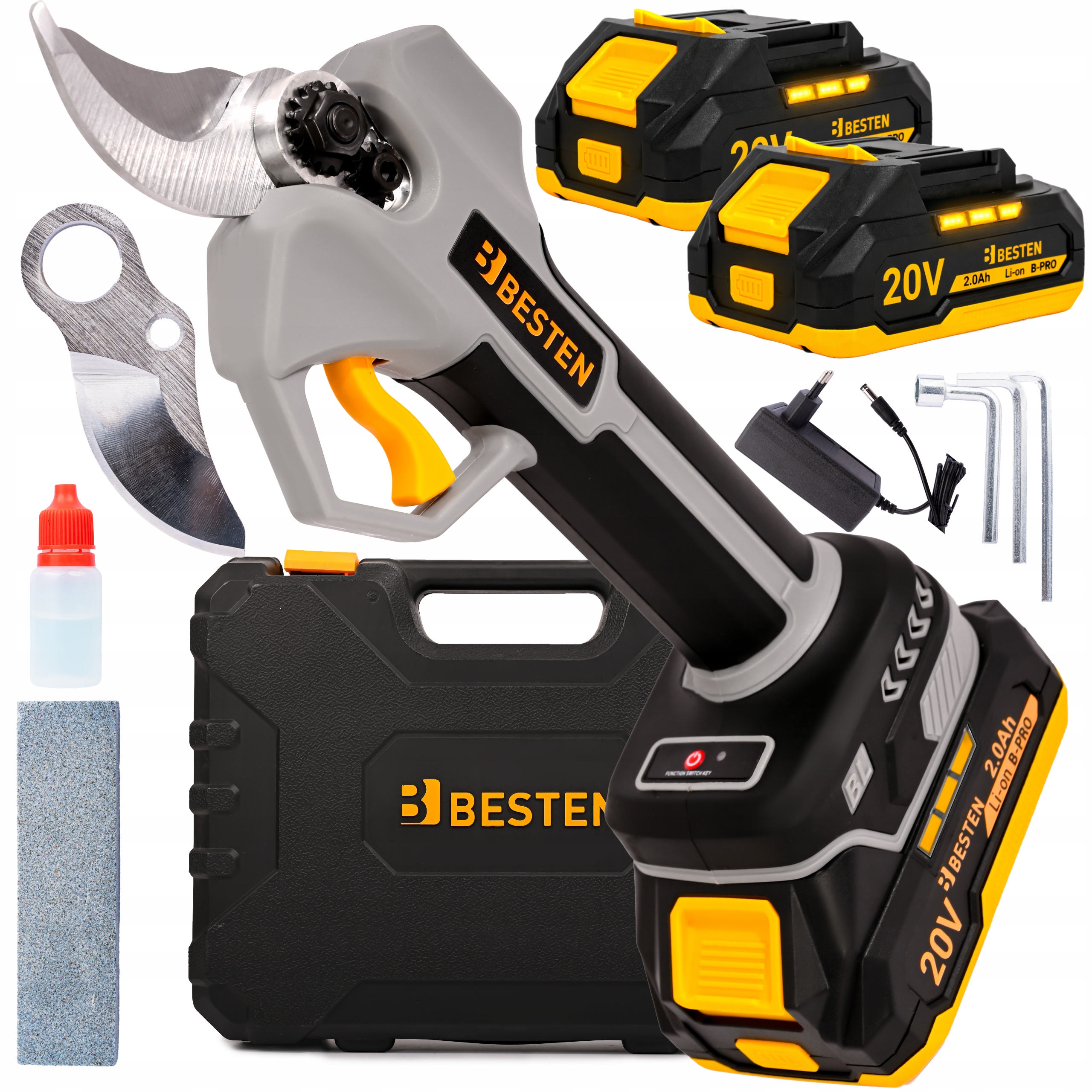 Sekator Akumulatorowy Elektryczny Do Gałęzi Nożyce Ogrodowe 2xAKU Besten