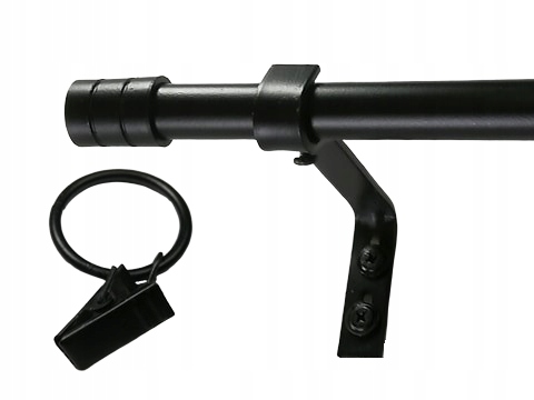 KARNISZ POJEDYNCZY ŻABKI METAL CZARNY MODERN 340cm