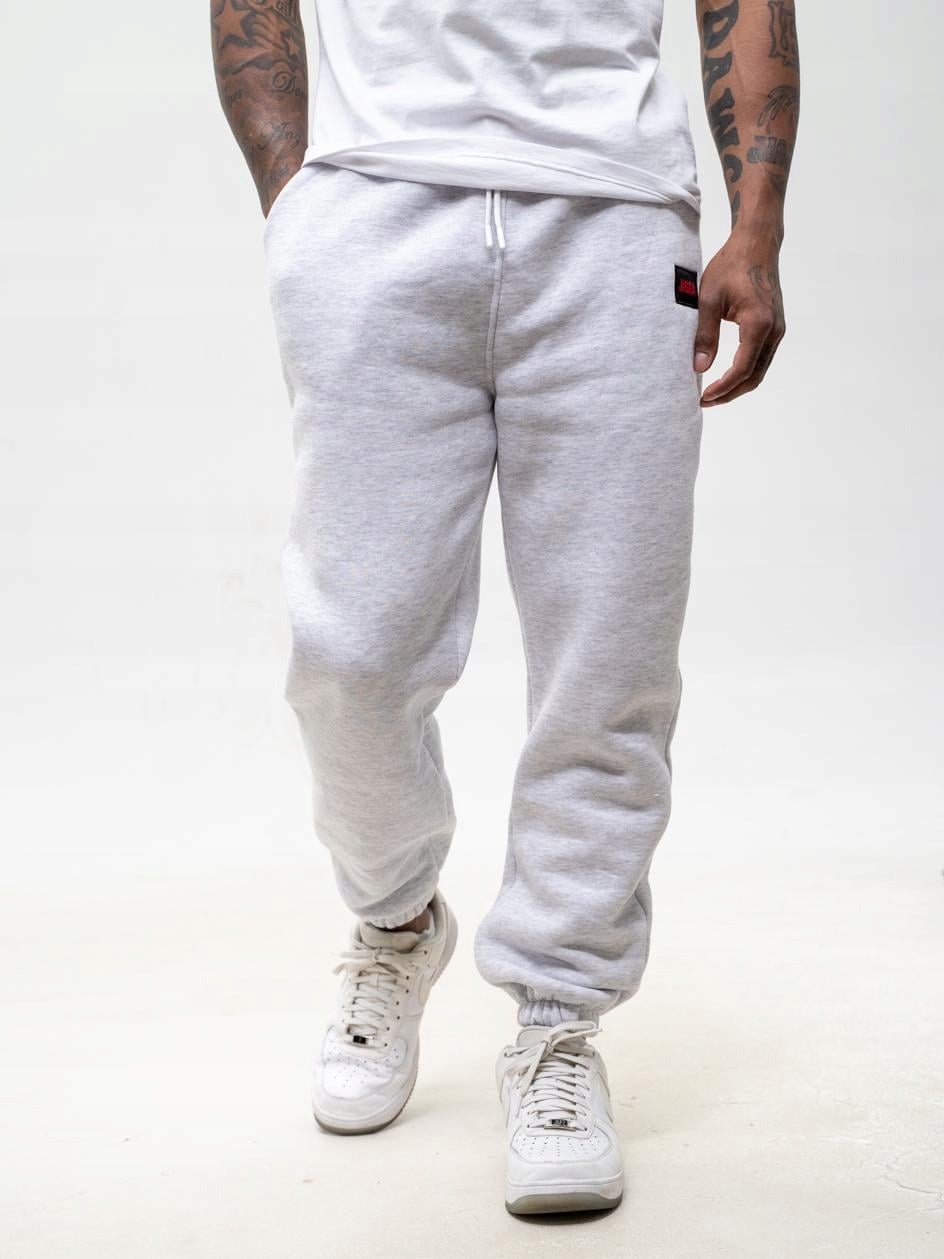 Pánské teplákové kalhoty Šedé Jigga Wear Bavlněné šňůrky se stahovacími šňůrkami 3XL