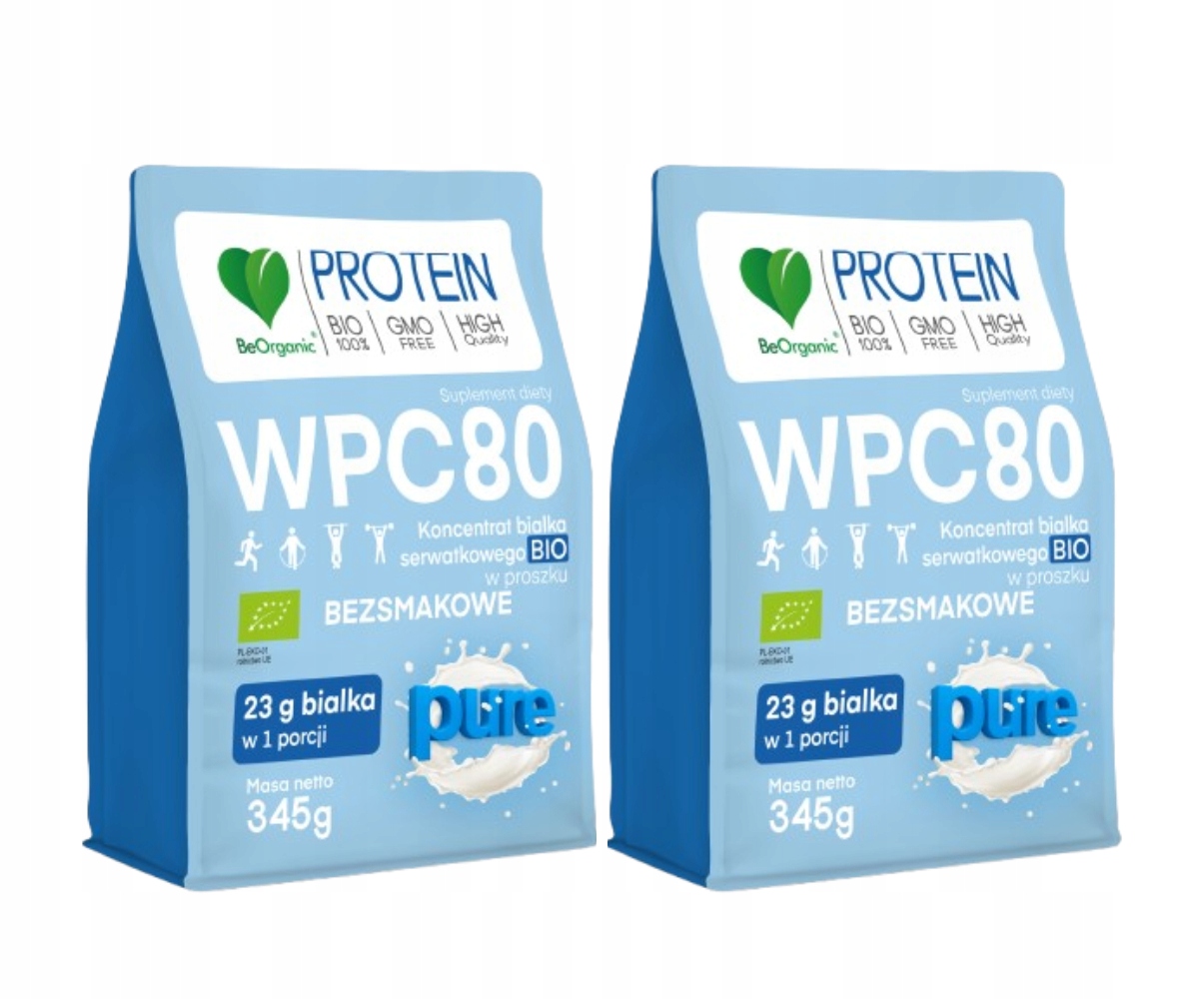 BeOrganic Wpc 80 2 x Bio protein v prášku bez příchuti Trénink Bcaa Zubní hmota